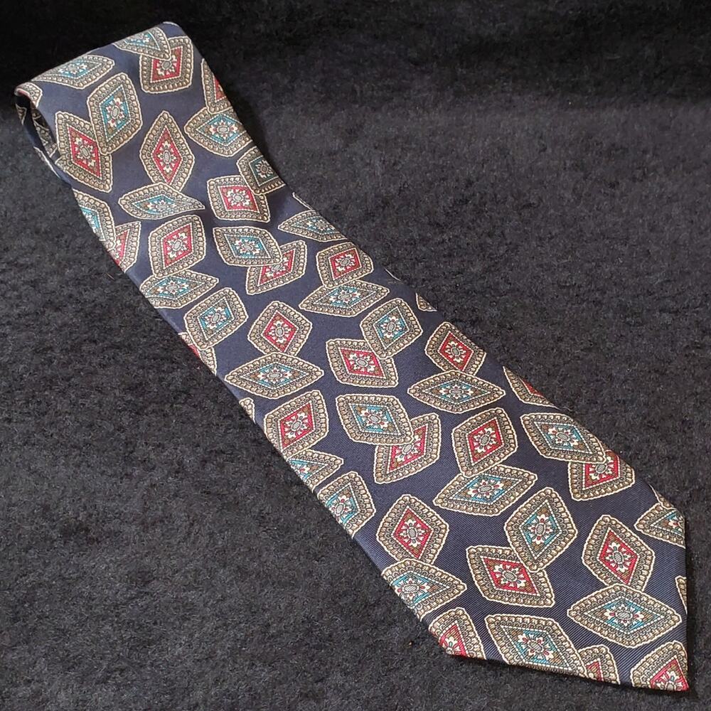 Tie Tree California Royal Blue / Cream Men's 100% Silk Neck Tie